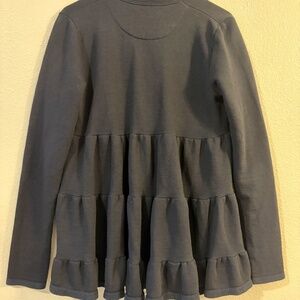 Anthropologie Black Tiered Peplum Open Front Cardigan Size Small